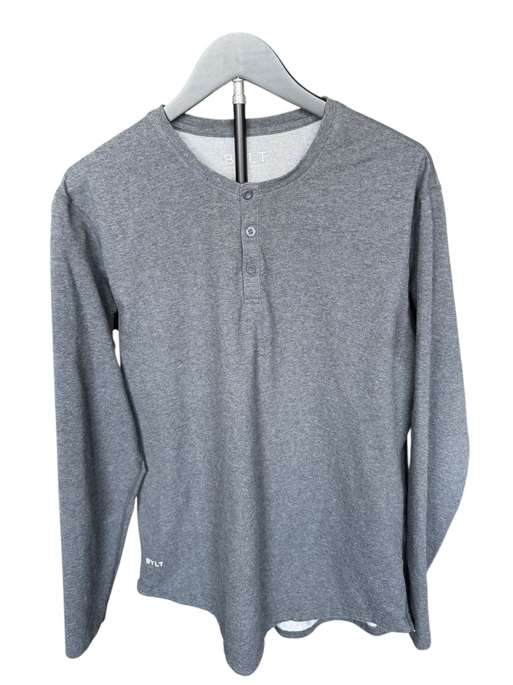 BYLT Lux Long Sleeve Henley Gray Men’s Large Athleisure Minimalist Quiet Luxury